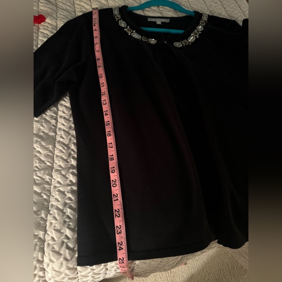 NY Collection Black Embellished Collar 1/2 Sleeve Open Cardigan Ladies XL. NWOT - Picture 8 of 12